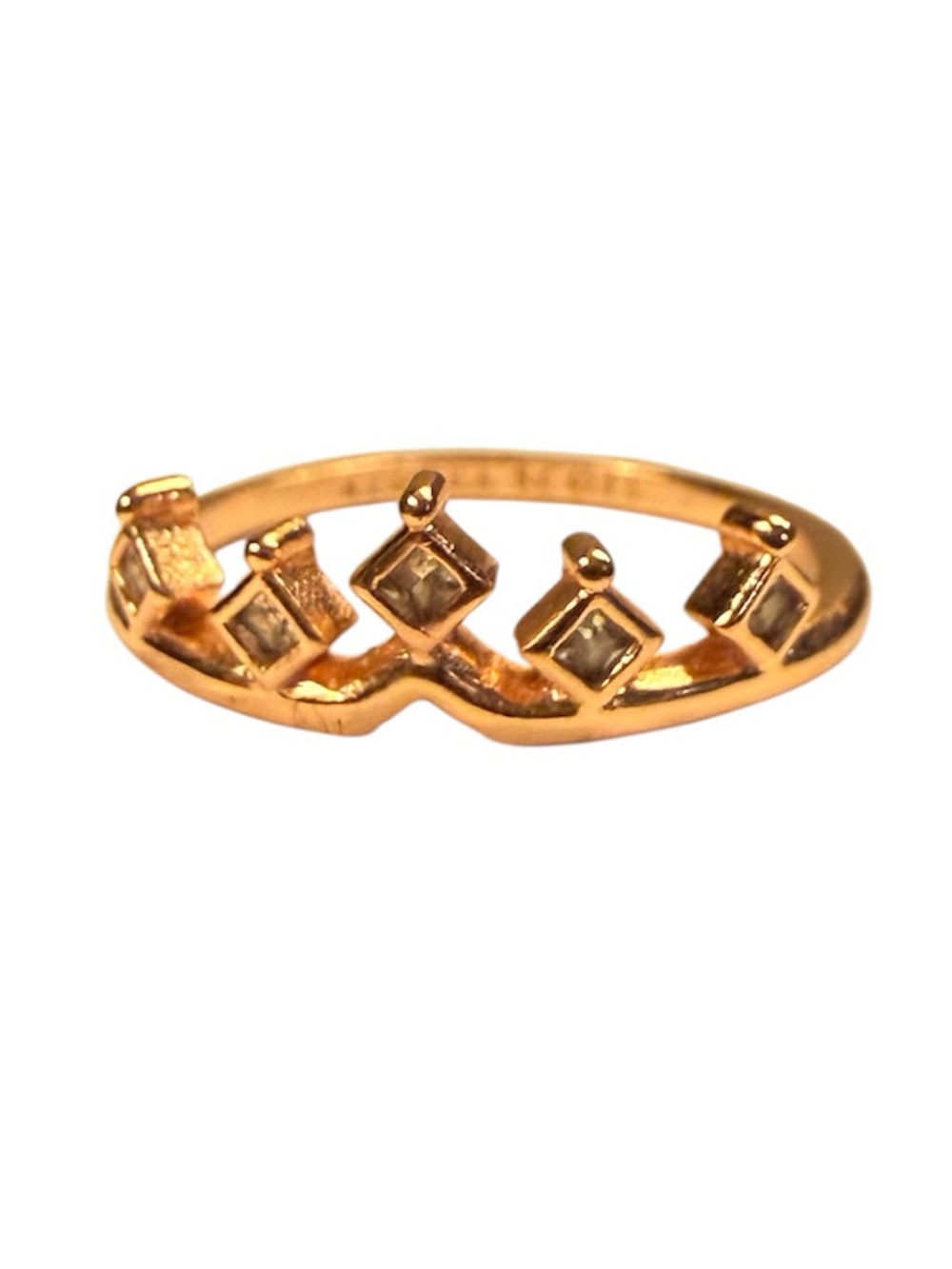 Kendra Scott Rose Gold Crown Crystal Multi-Prong Stacking Ring Size 8